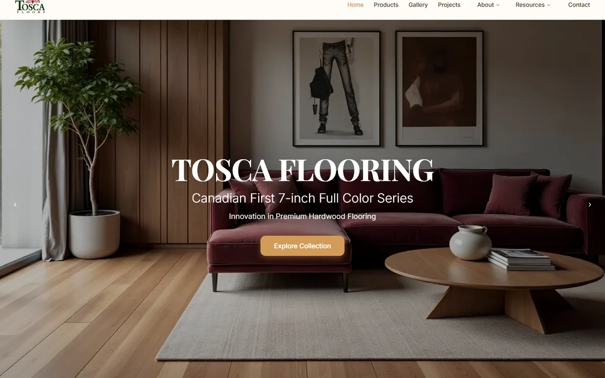 Visuel du projet Tosca Flooring dans la categorie Site De Marque Pour Le Plancher