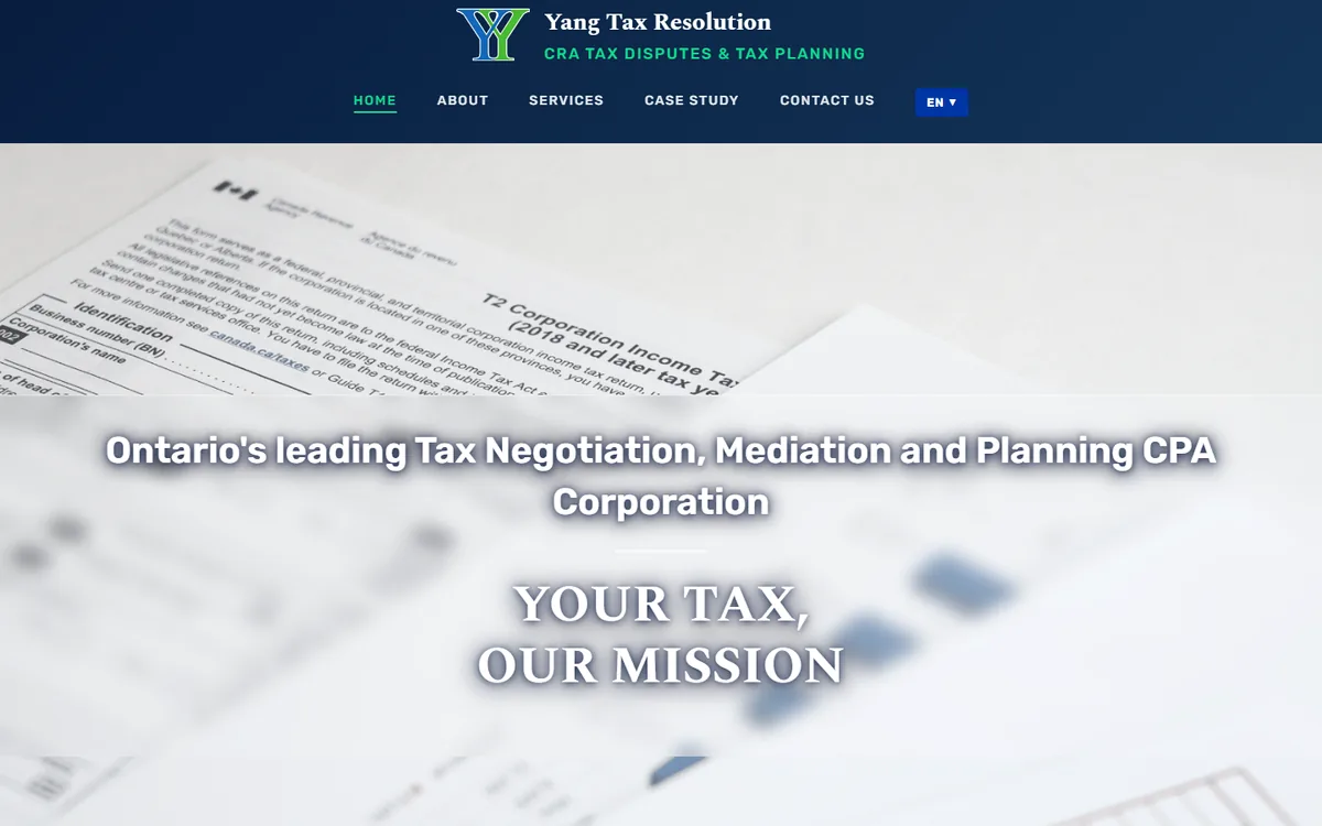 Visuel du projet Yang Tax CPA dans la categorie Services Professionnels
