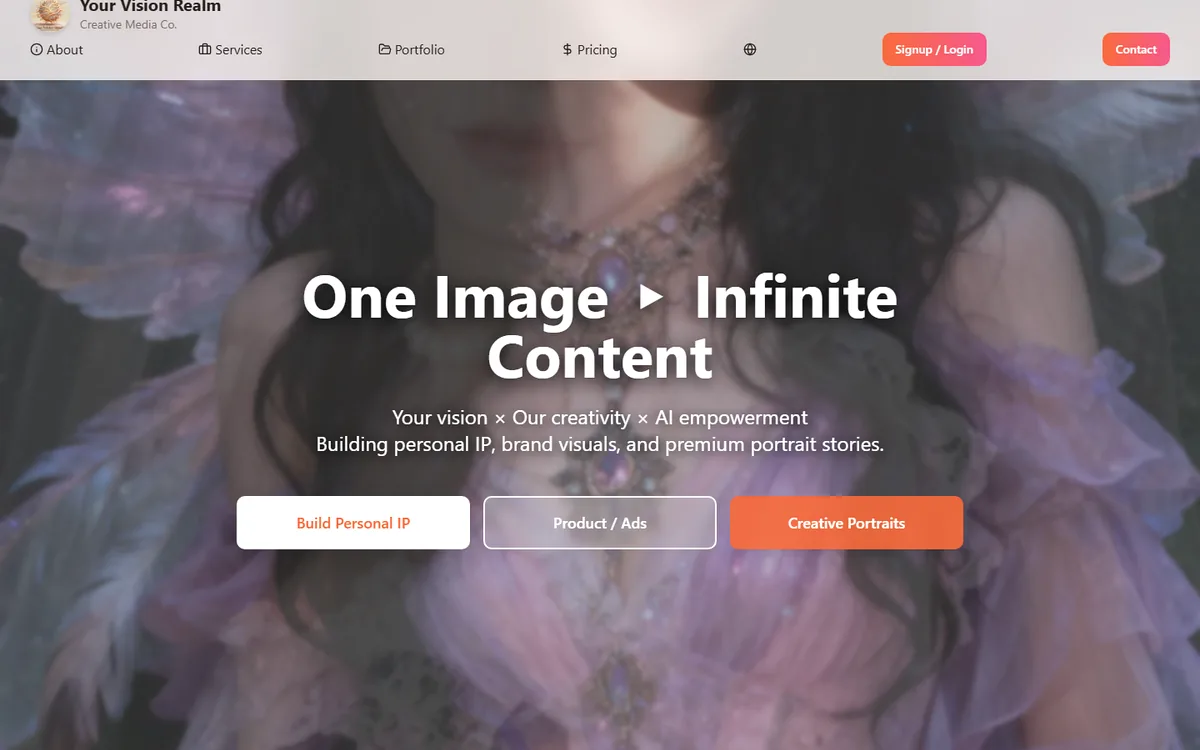 Visuel du projet Your Vision Realm dans la categorie Site De Marque Creative